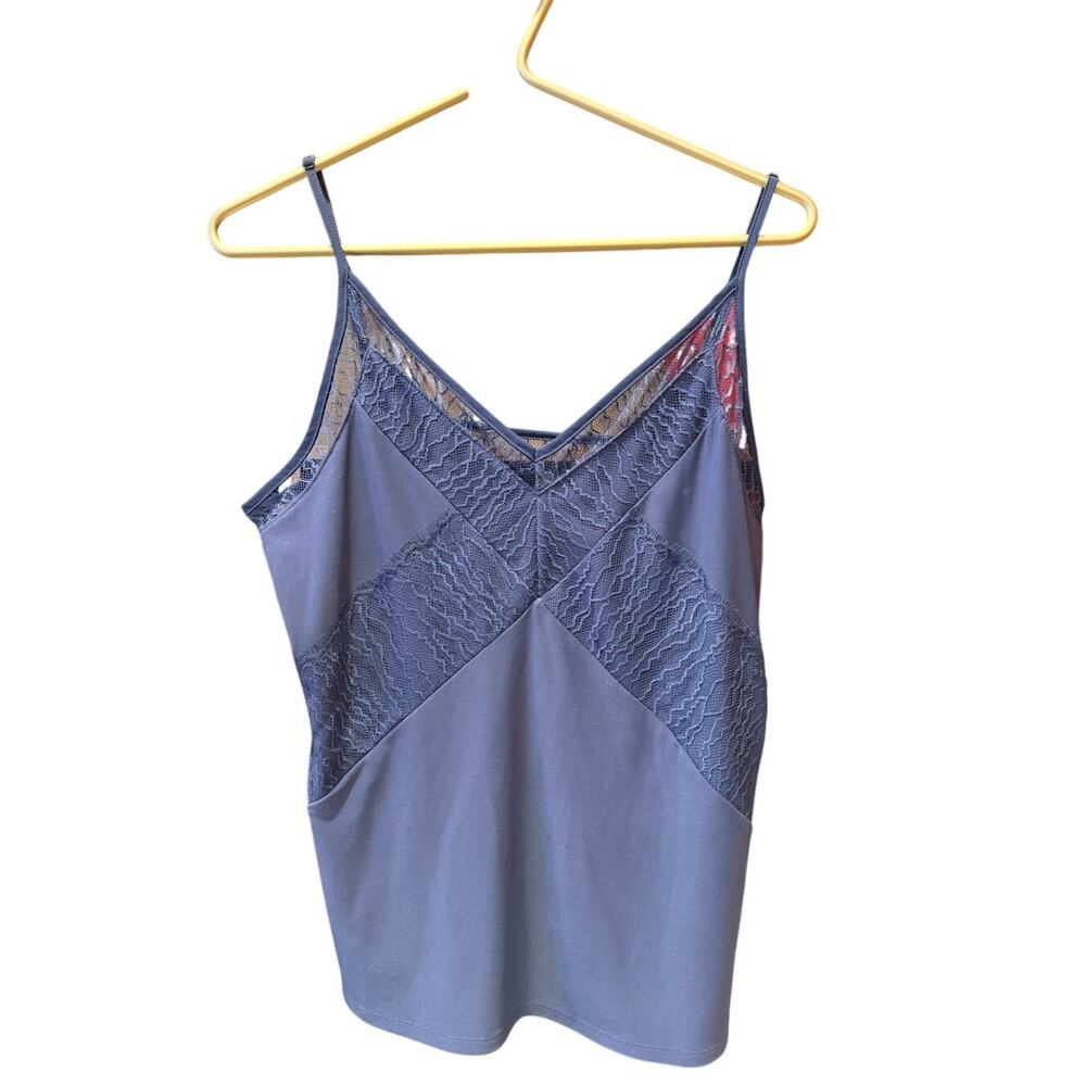 White House Black Market Grayish Blue Lace Camisole M EUC Tank Top